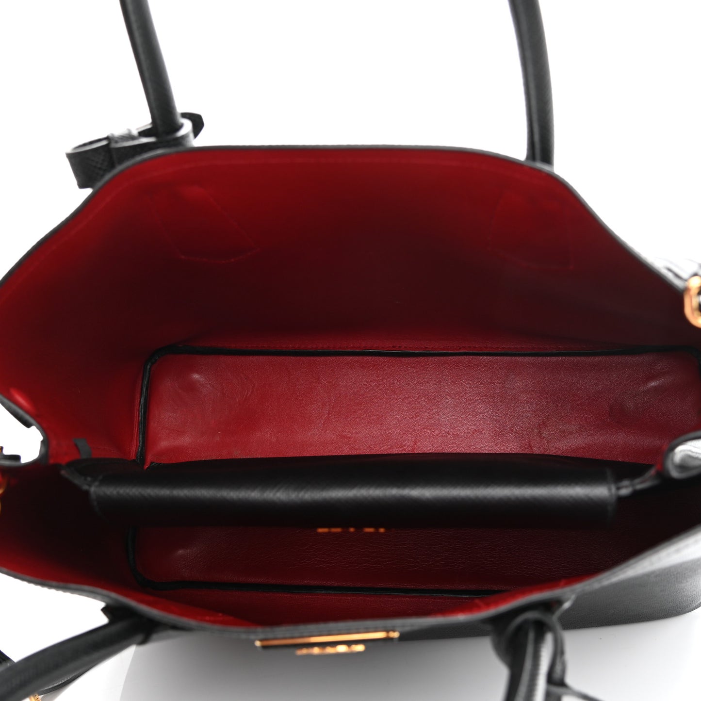 Saffiano Cuir Medium Double Bag Black Fuoco