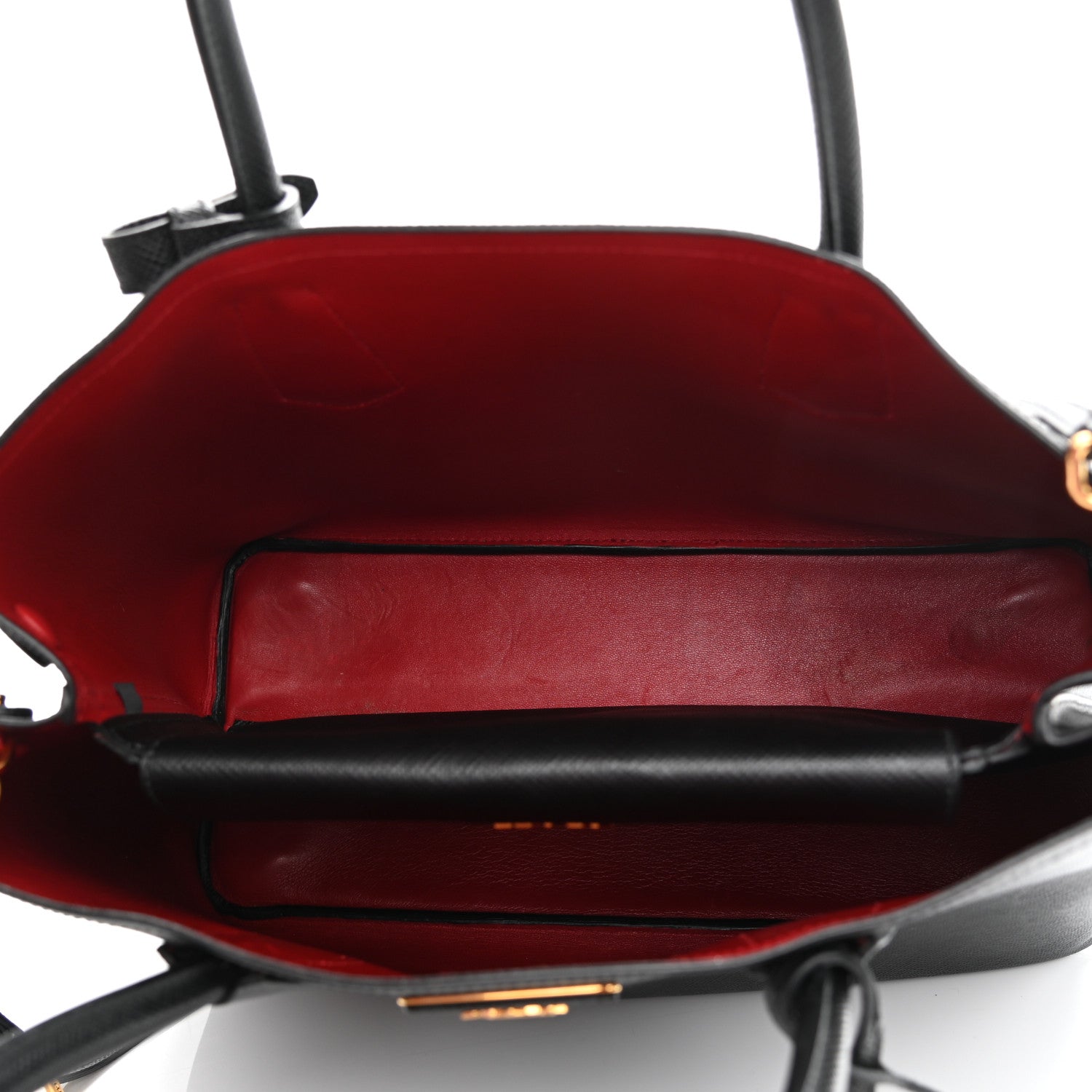 Prada Saffiano Cuir Medium Double Bag Black Fuoco 5 of 14