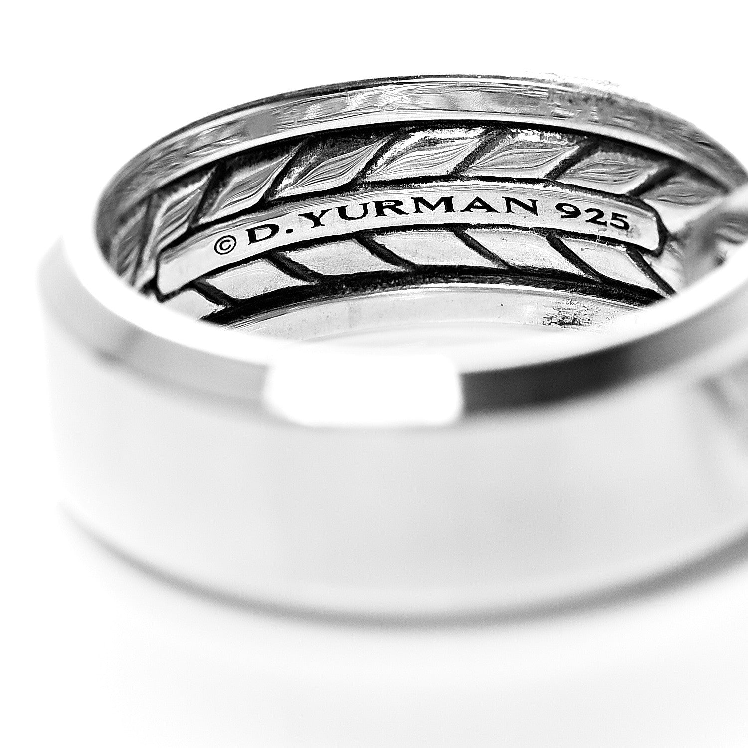 David Yurman Sterling Silver 8.5mm Beveled Edge Band Ring 62 10 4 of 4