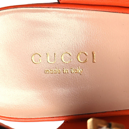 Gucci Cosmos Softy Calfskin Wooden Interlocking G Cut-Out 30/120mm Platform Sandals 39 Deep Orange 7 of 7