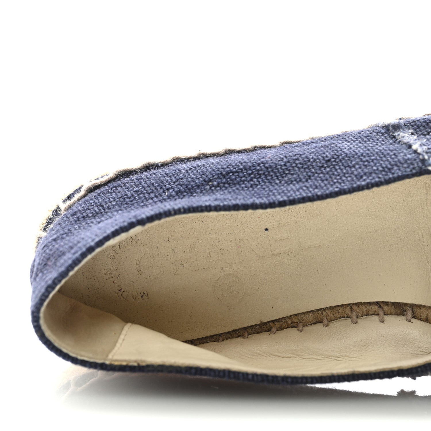 Chanel Denim Toile CC Espadrilles 36 Navy Black 7 of 8