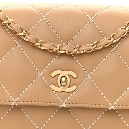 Chanel Calfskin Quilted Medium Wild Stitch Flap Beige 8 of 10