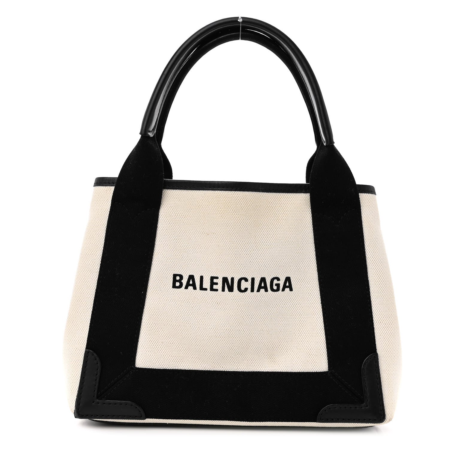 Balenciaga Cotton Canvas Calfskin Navy Cabas XS Natural Black 1 of 10