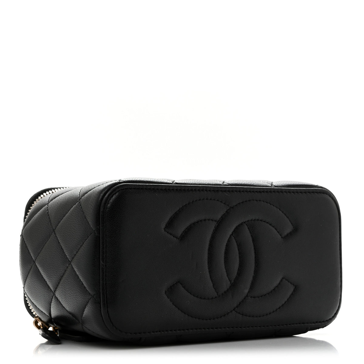 Chanel Lambskin Quilted Pearl Crush Small Vanity Case With Chain Black 4 of 15