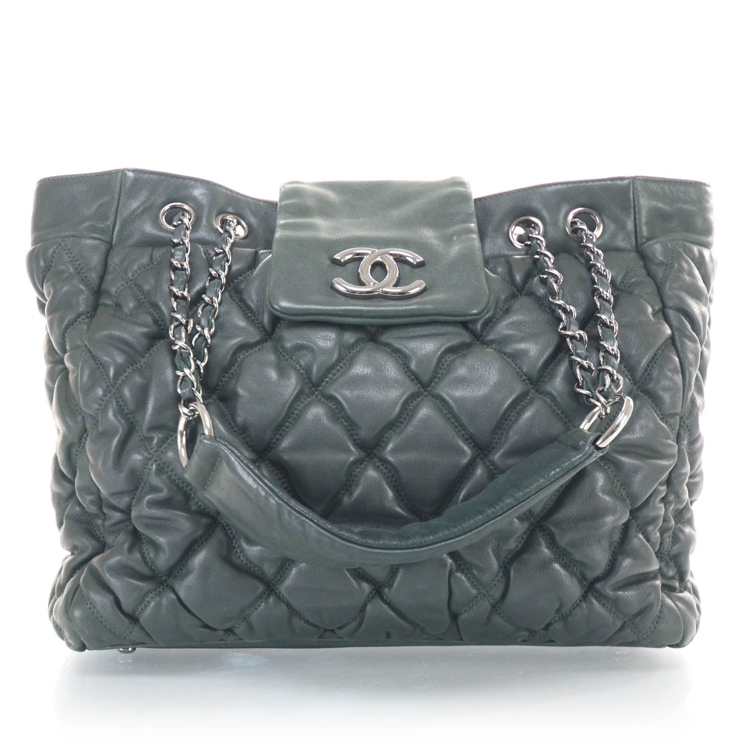 Chanel Lambskin Large Bubble Quilt Tote Green 1 of 11