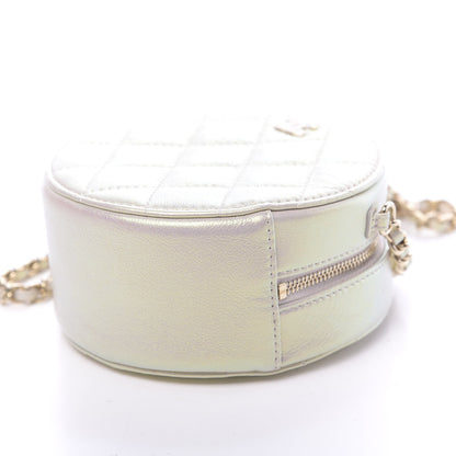 Chanel Iridescent Lambskin Quilted Round Clutch With Chain Ivory 9 of 10