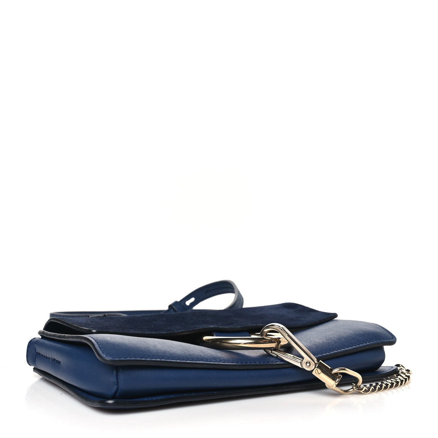 Chloe Suede Calfskin Small Faye Shoulder Bag Denim Blue 4 of 10