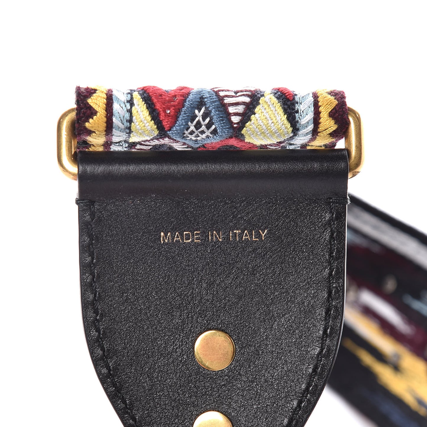 Canvas Embroidered Studded Shoulder Strap Black Multicolor