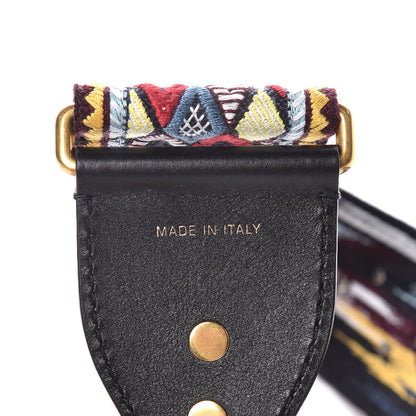 Christian Dior Canvas Embroidered Studded Shoulder Strap Black Multicolor 3 of 5
