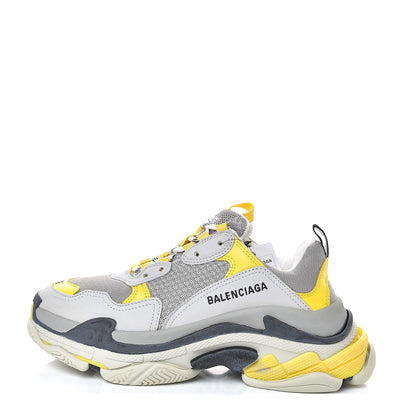 Balenciaga Fabric Mesh Womens Triple S Sneakers 39 Yellow Grey White 1 of 9
