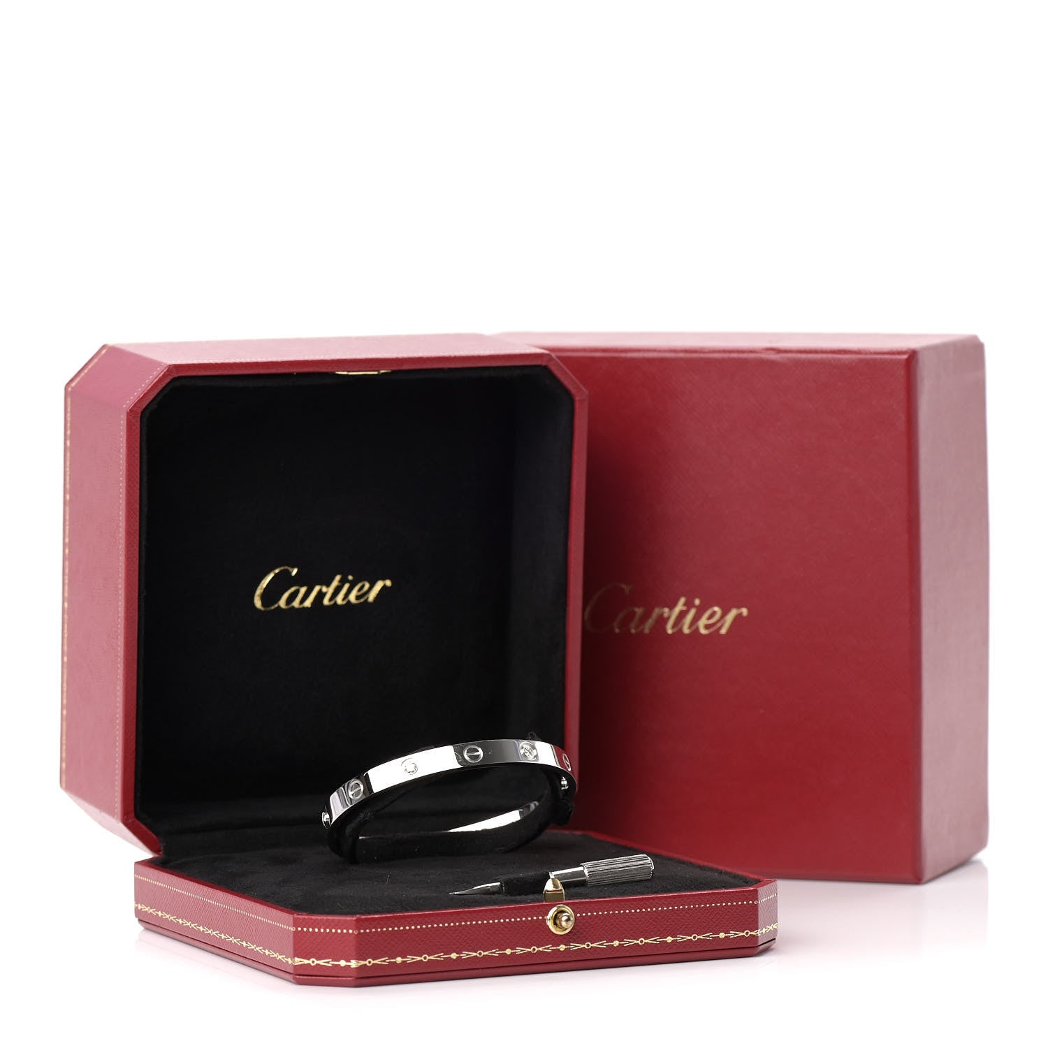 Cartier 18K White Gold 4 Diamond LOVE Bracelet 17 9 of 9