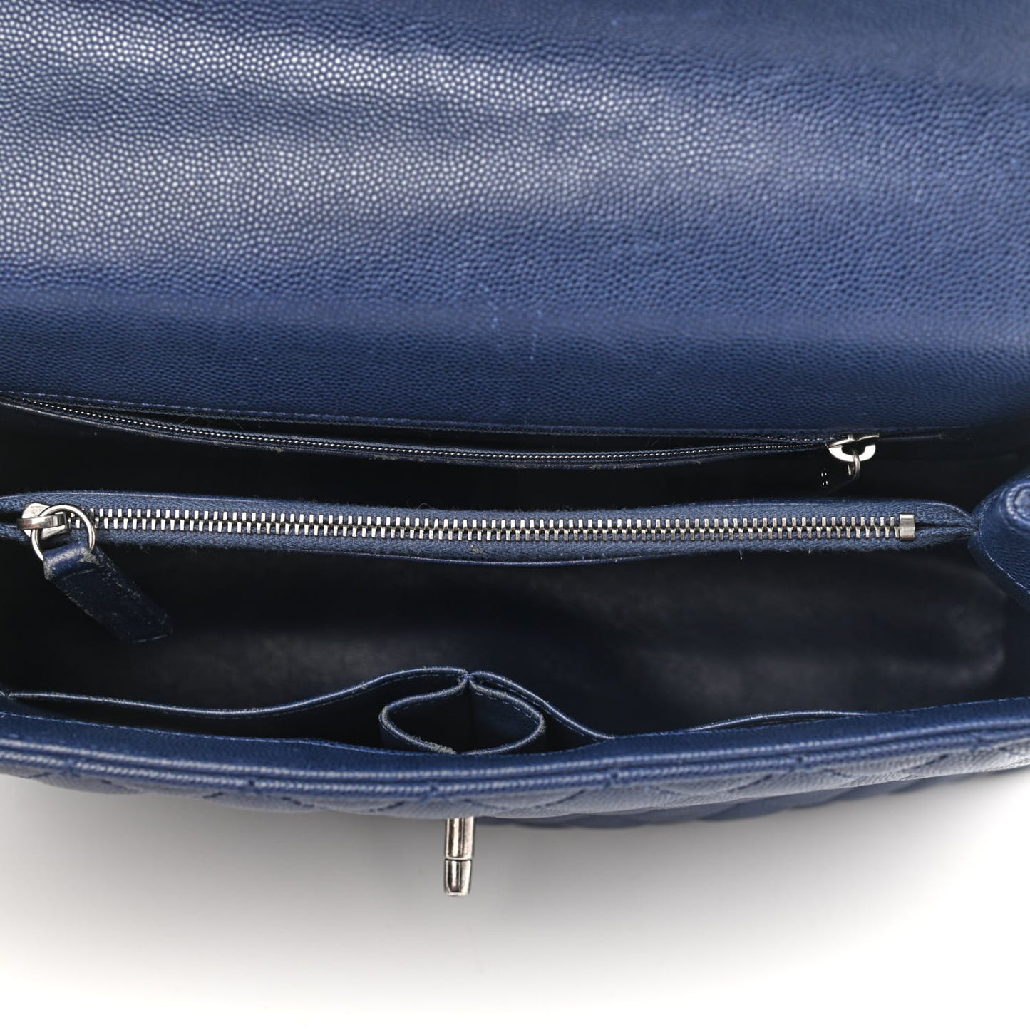 Caviar Lizard Quilted Medium Coco Handle Flap Blue