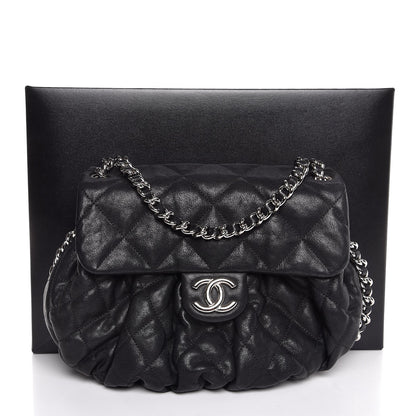 Chanel Washed Lambskin Quilted Medium Chain Around Messenger Black 8 of 8