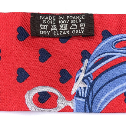 Hermes Silk Brides de Gala Love Twilly Rouge Bleu Bordeaux 3 of 4