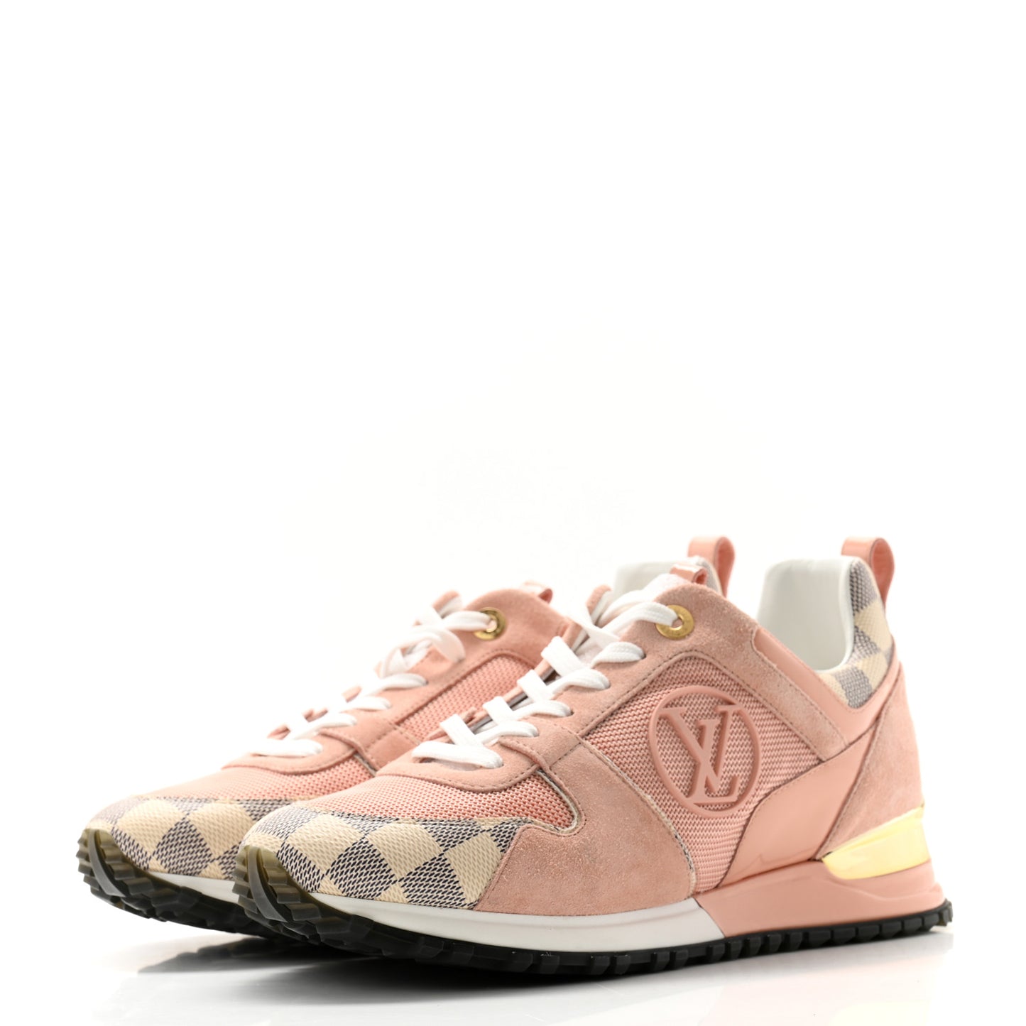 Suede Damier Azur Run Away Sneakers 39 Pink