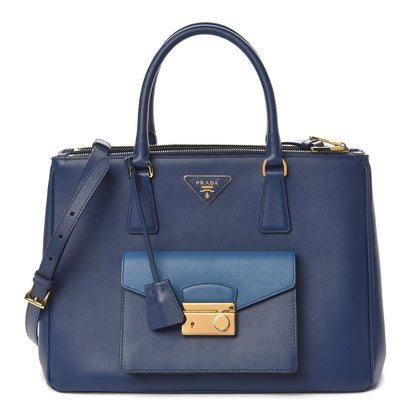 Prada Saffiano Lux Galleria Front Pocket Tote Bluette Cobalto 1 of 13