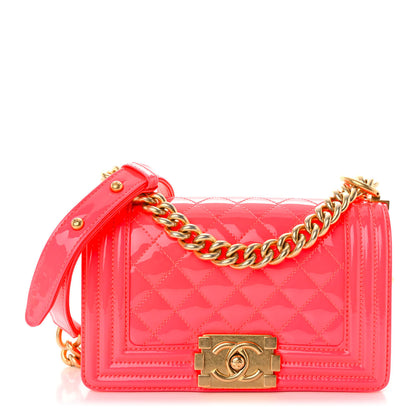 Chanel Patent Calfskin Quilted Small Boy Flap Pink 1 of 10