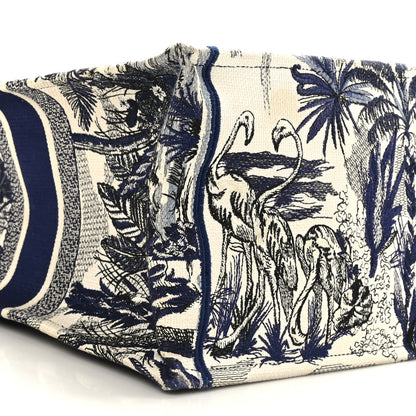 Christian Dior Canvas Embroidered Large Palm Tree Toile De Jouy Book Tote Blue 8 of 10