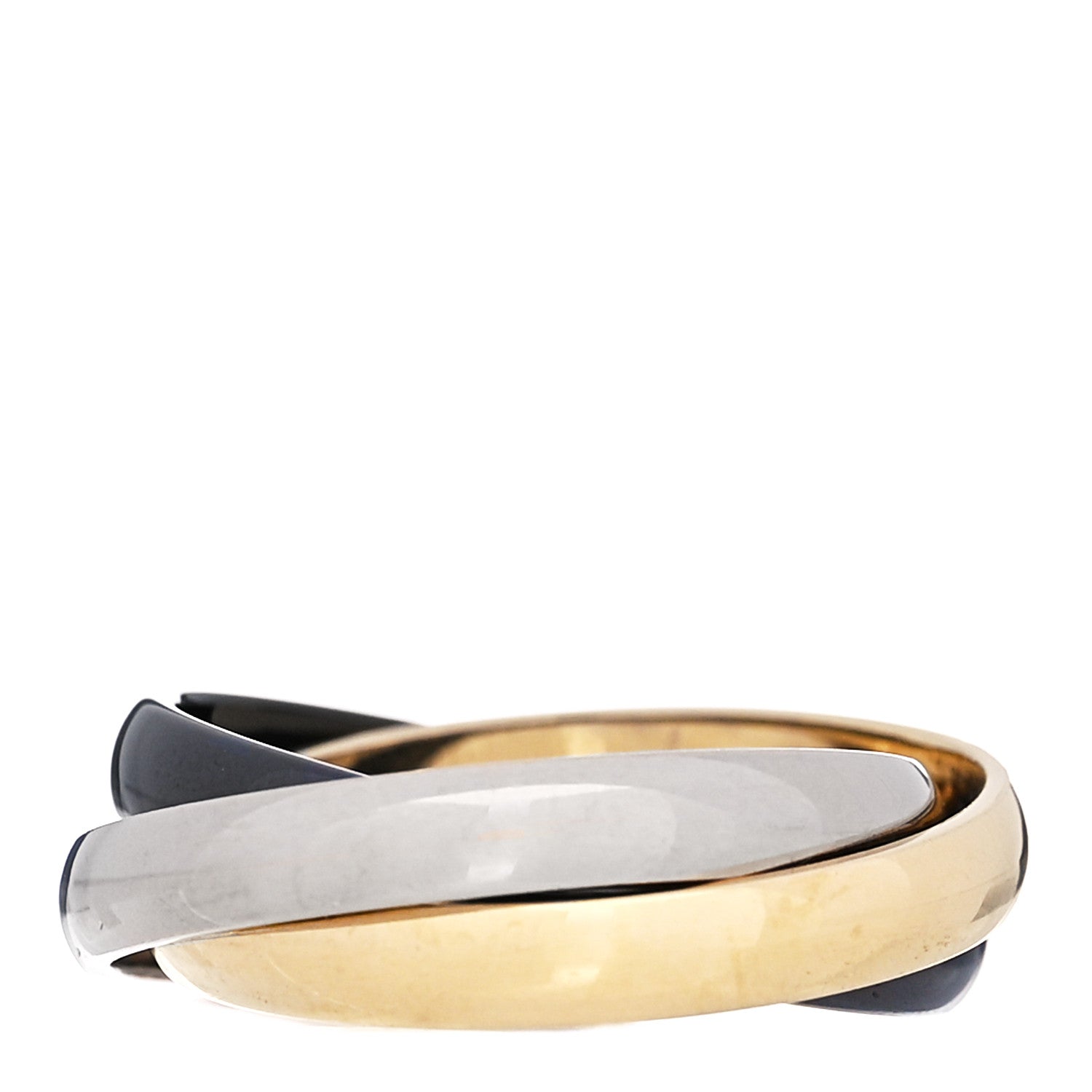 Cartier 18K White Yellow Gold Black Ceramic Trinity Ring 51 5.75 3 of 5