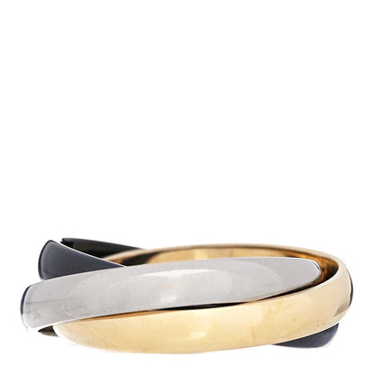 Cartier 18K White Yellow Gold Black Ceramic Trinity Ring 51 5.75 3 of 5