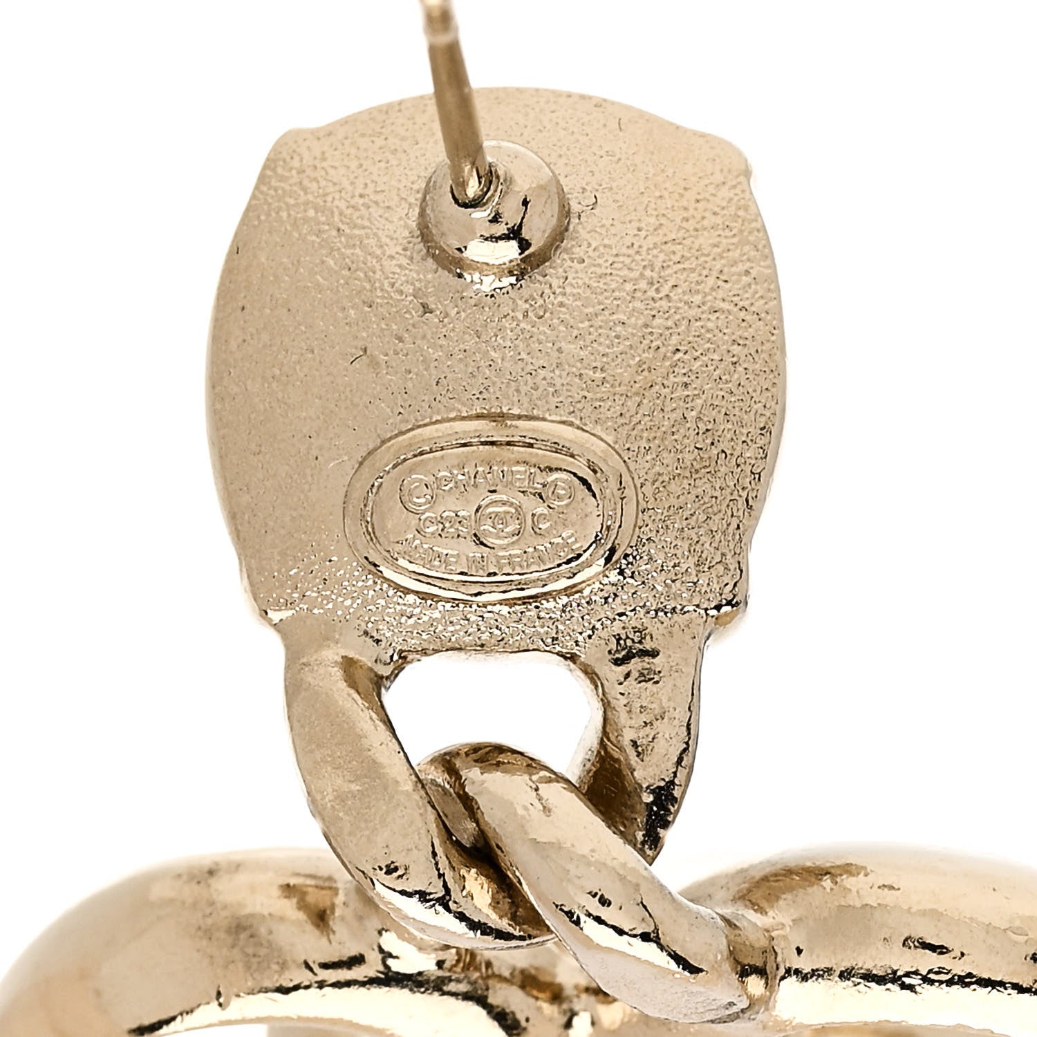 Chanel Metal Strass CC Heart Drop Earrings Gold 4 of 5