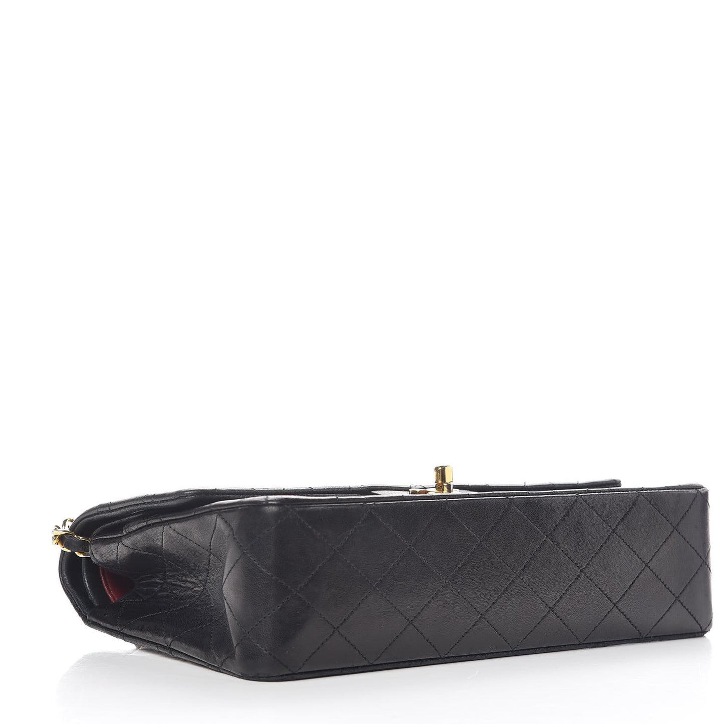 Lambskin Quilted Medium Double Flap Black
