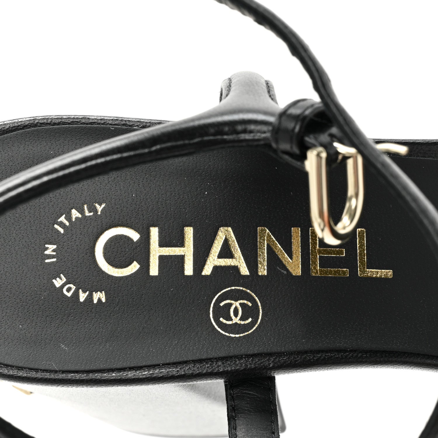 Chanel Lambskin Logo Platform Sandals 37 Black 8 of 9
