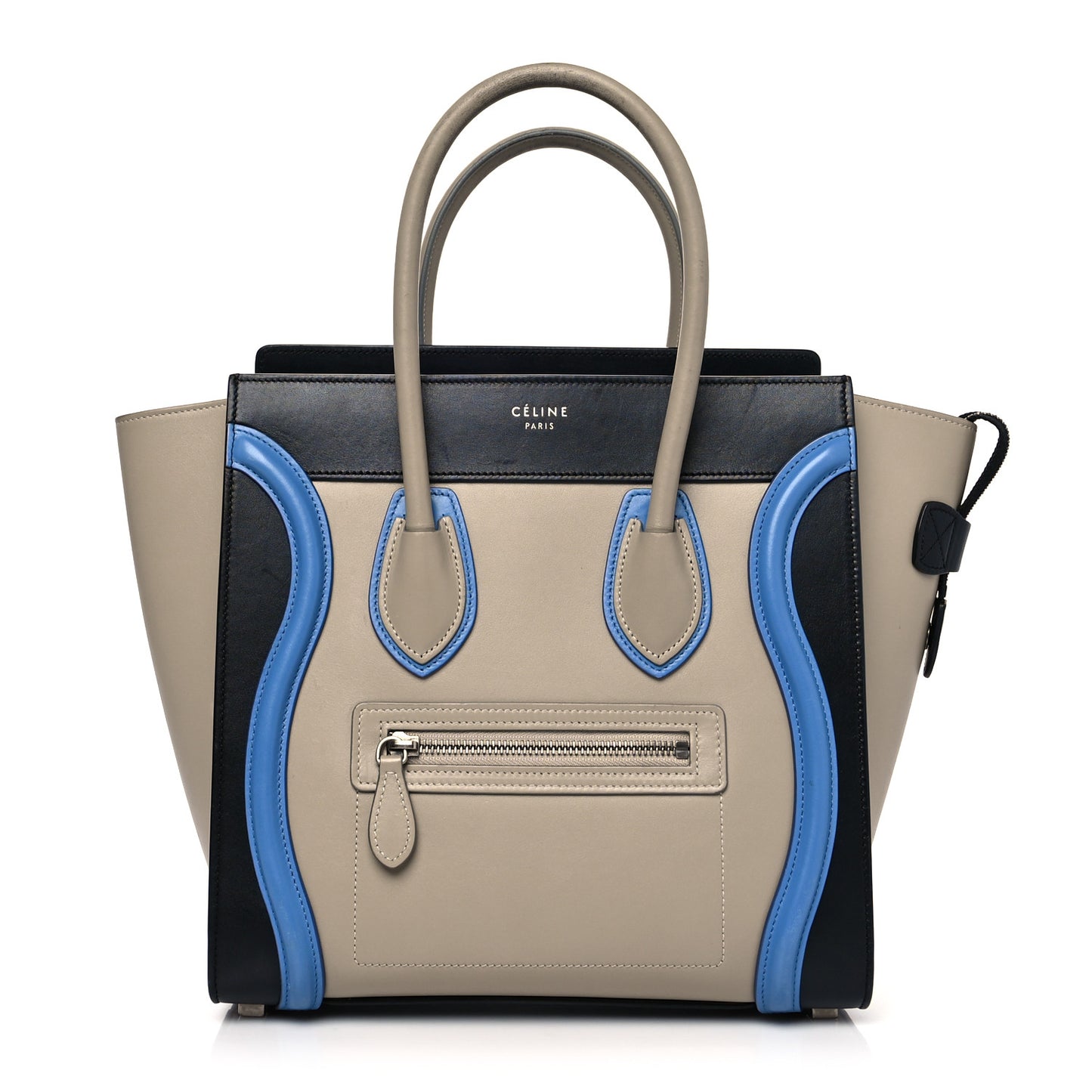 Shiny Smooth Calfskin Micro Tri-Color Luggage Quartz