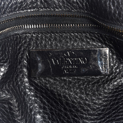 Valentino Garavani Grained Calfskin Onyx Medium Rockstud Rolling Tote Black 7 of 8