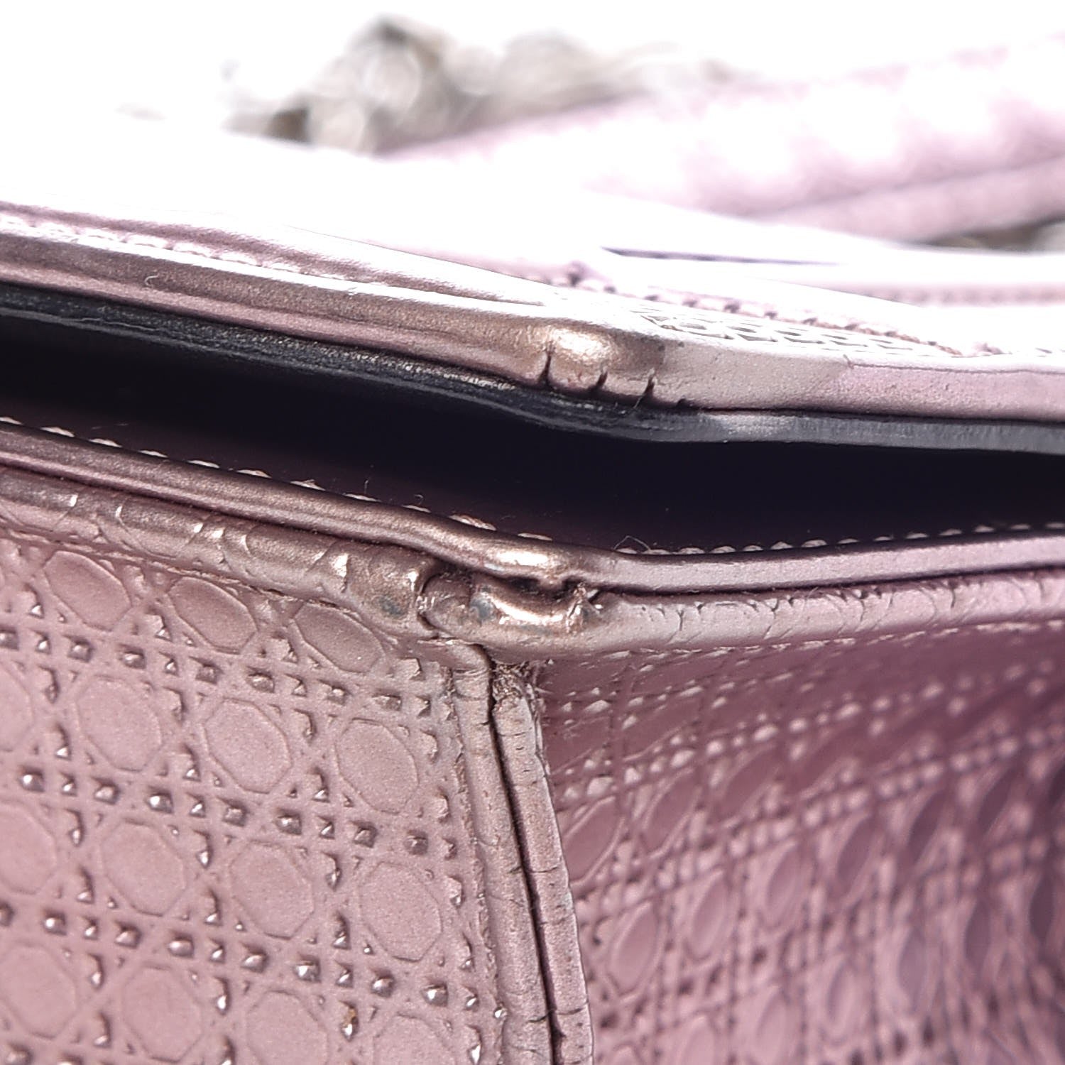 Christian Dior Metallic Patent Micro-Cannage Medium Diorama Flap Bag Pink 17 of 18