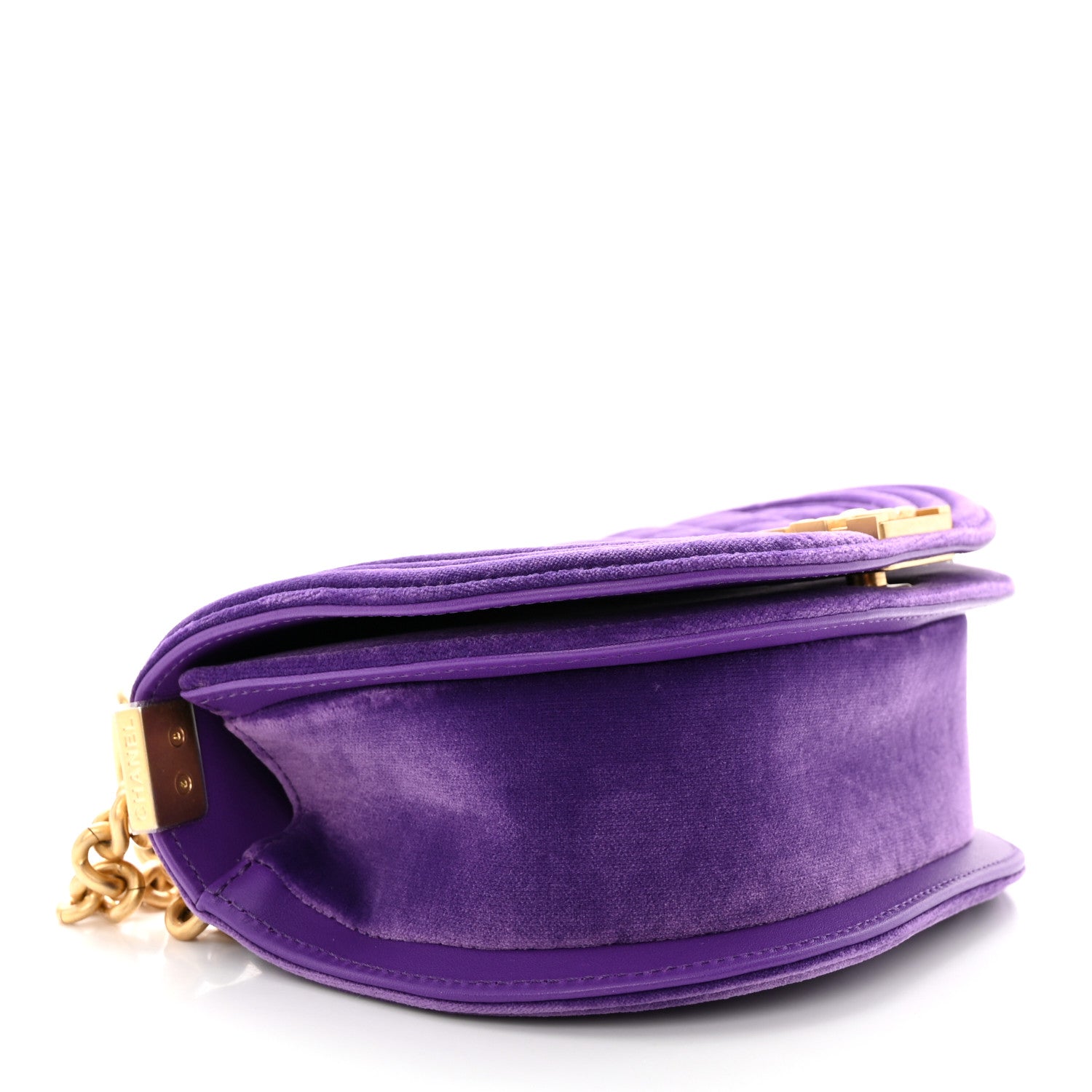 Chanel Velvet Quilted Small Boy Messenger Bag Purple 4 of 11