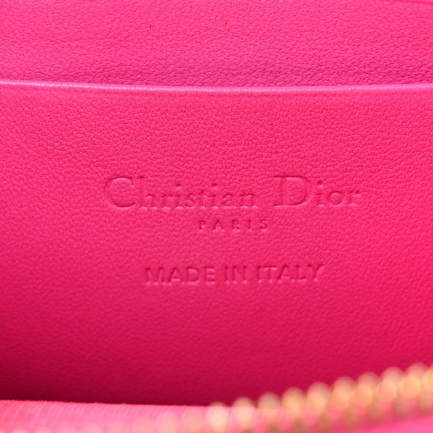 Lambskin Cannage Lady Dior Phone Holder Fuchsia