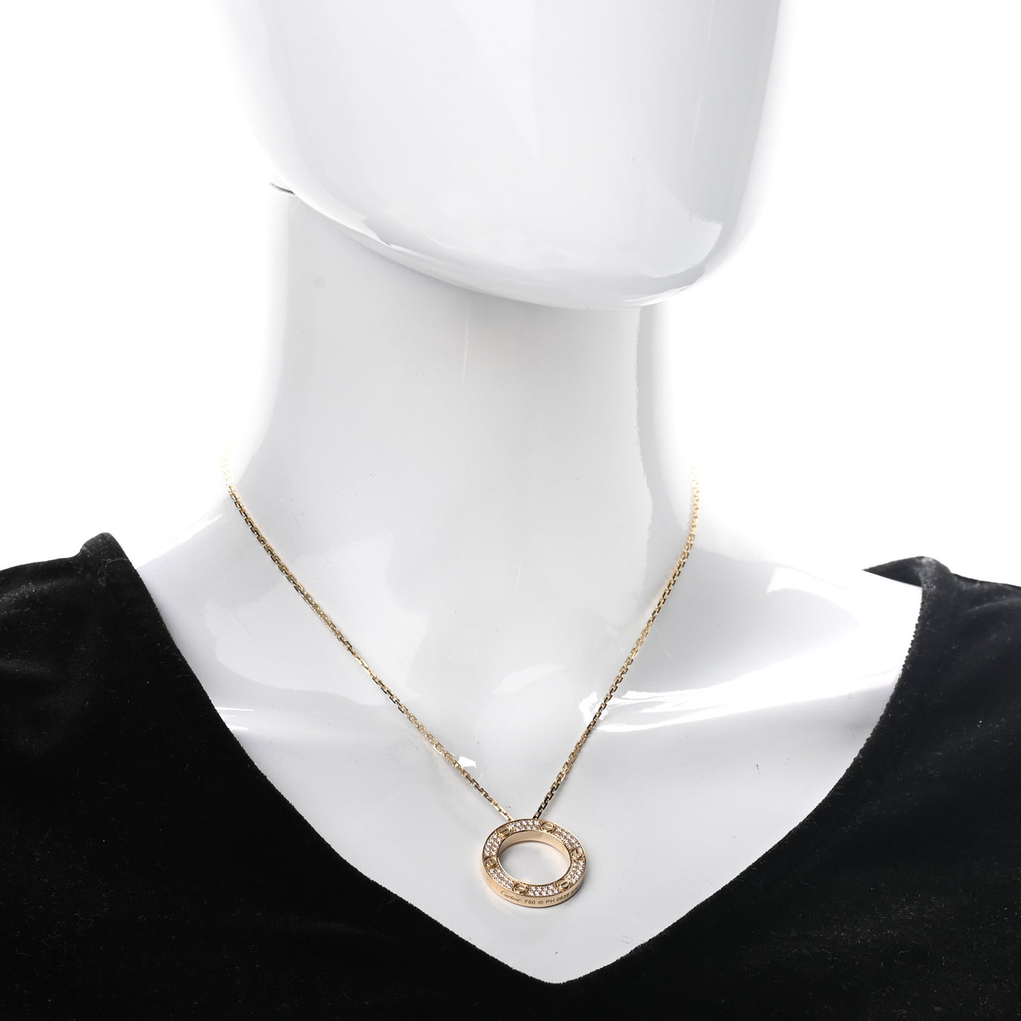 18K Yellow Gold Diamond LOVE Paved Necklace