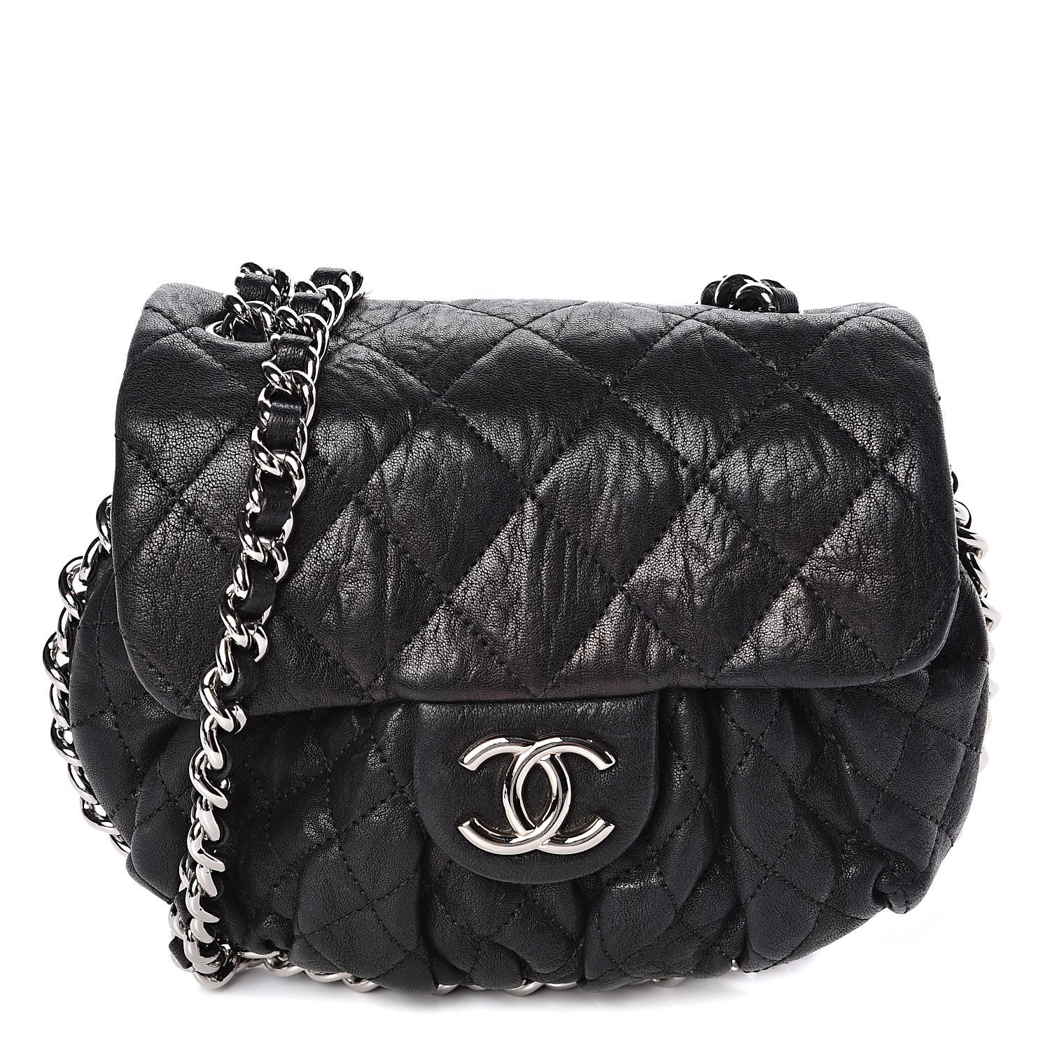 Chanel Washed Lambskin Quilted Mini Chain Around Flap Black 1 of 12