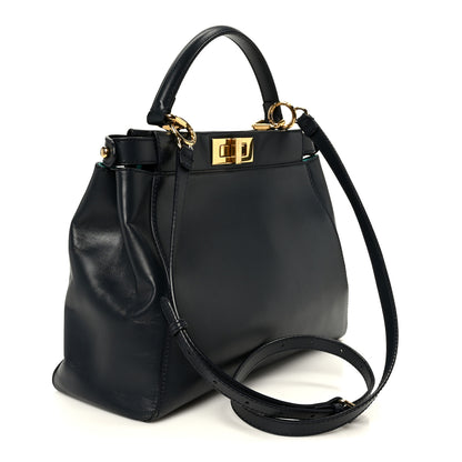 Fendi Vitello Morgan Shiny Nappa Medium Peekaboo Iconic Satchel Lavagna Lago 3 of 12