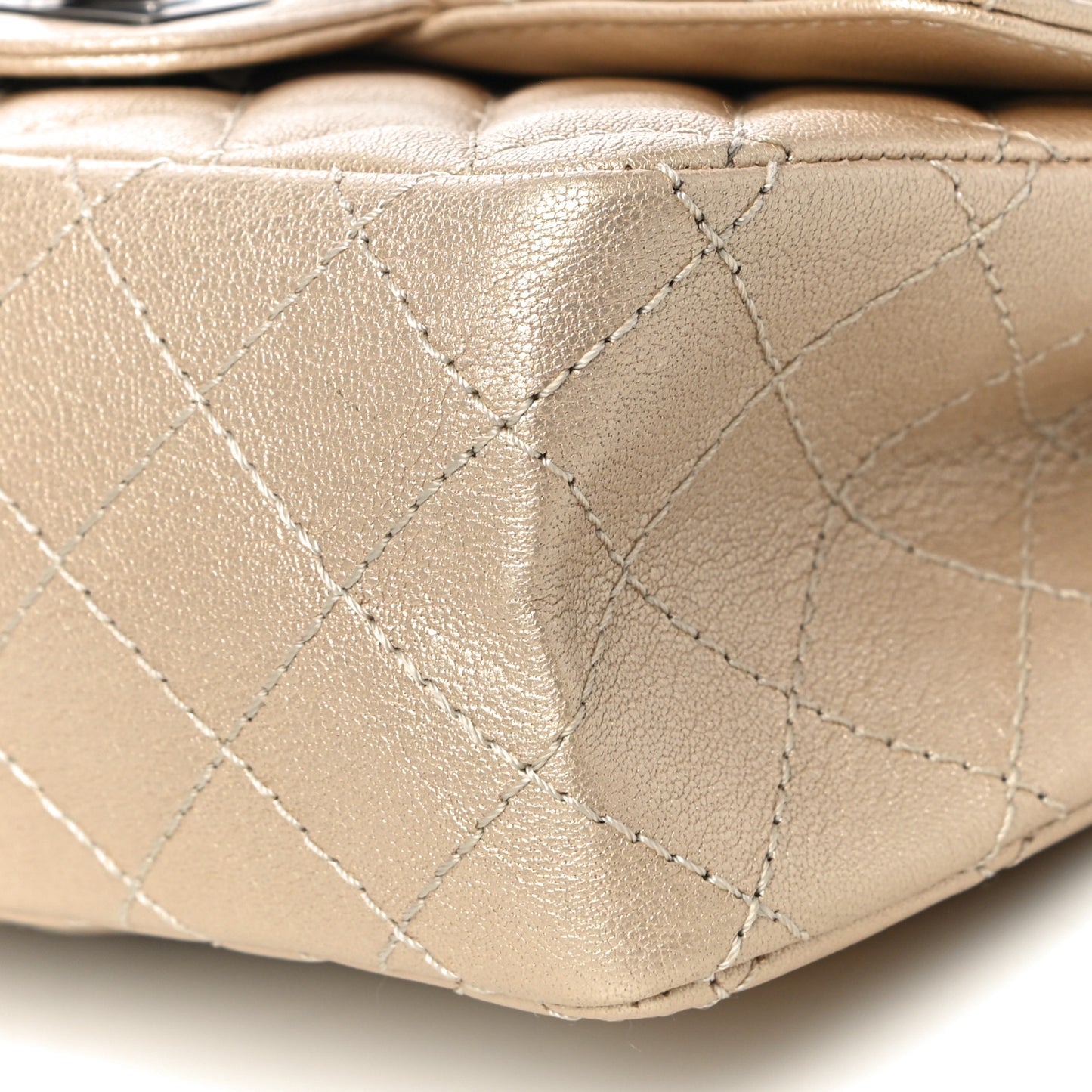 Metallic Sheepskin Quilted 2.55 Reissue Mini Flap Beige