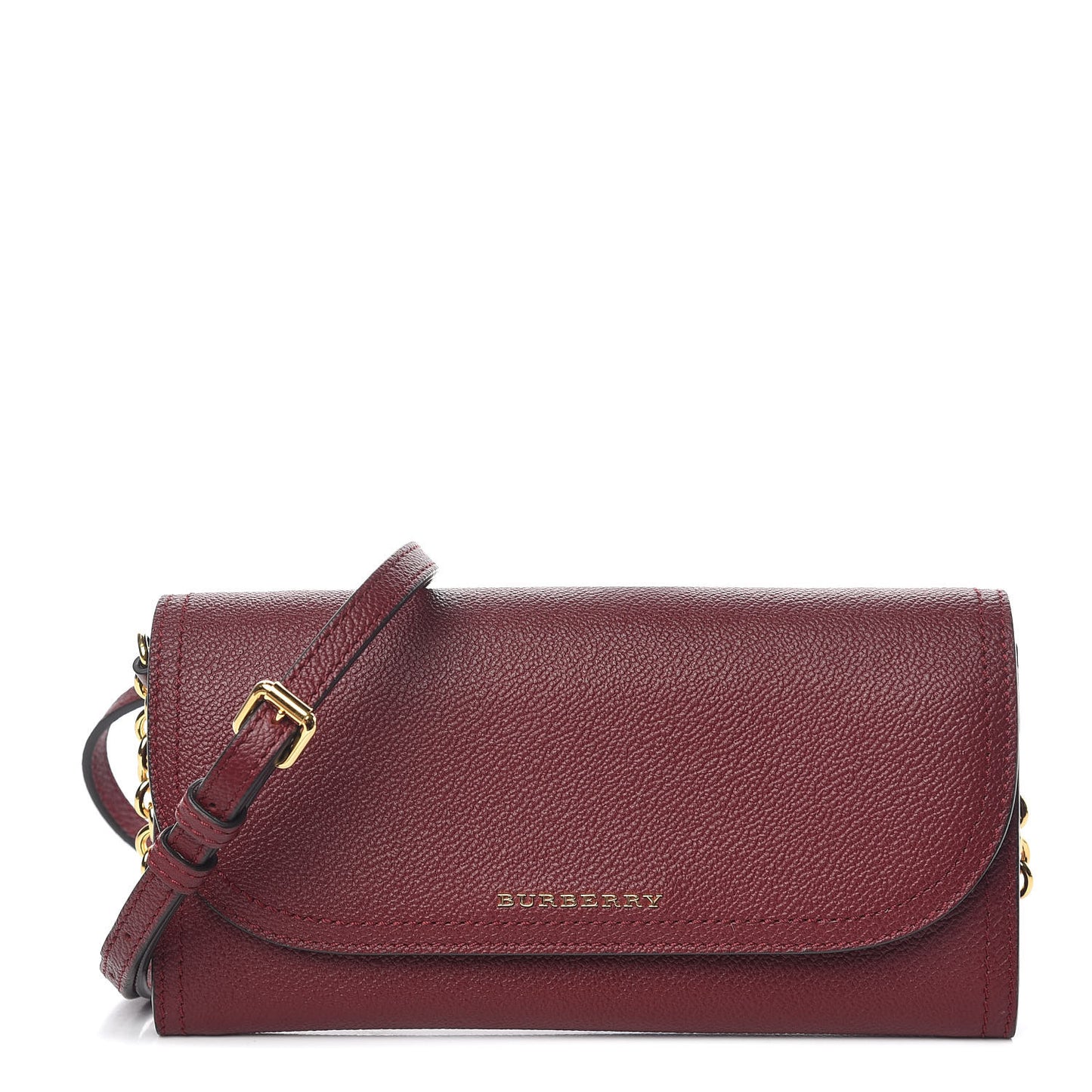Grainy Calfskin Henley Wallet On Chain Burgundy