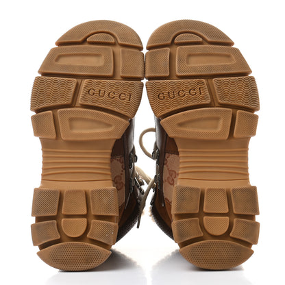 Gucci X SEGA Suede Shearling Calfskin GG Monogram Womens Flashtrek High-Top Sneakers 36 New Cuir Beige Ruggine 5 of 8