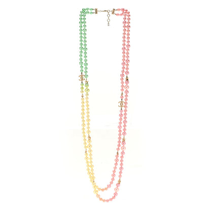 Chanel Pearl Star CC Cuba Multi Strand Long Necklace Gold Multicolor 3 of 5