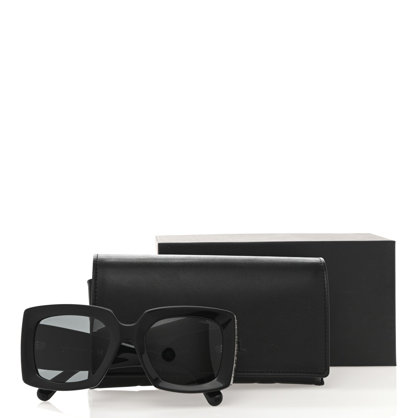 Acetate Rectangle Sunglasses 5435 Black Grey