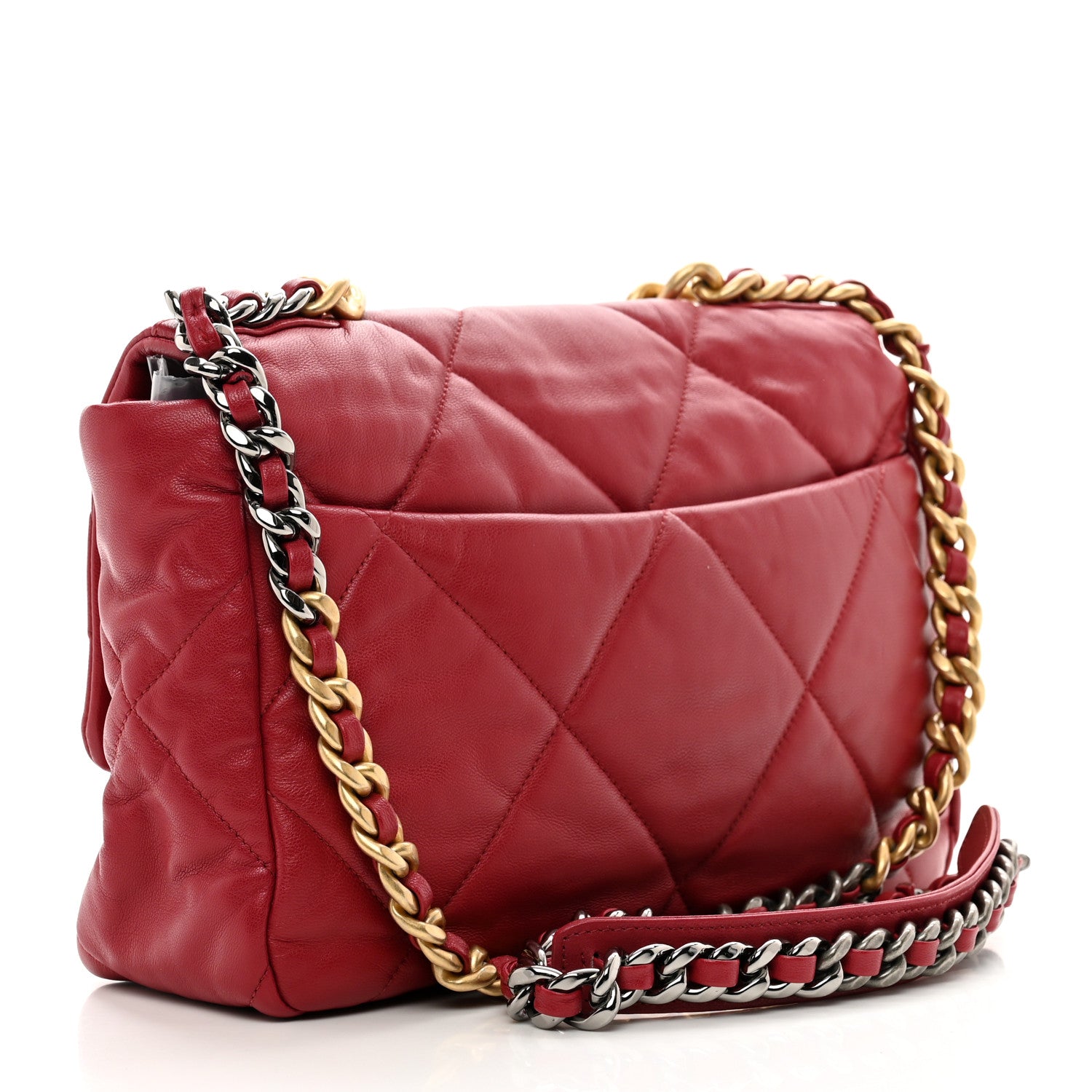 Chanel Goatskin Quilted Large Chanel 19 Flap Red 3 of 10