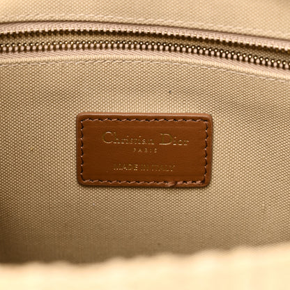 Christian Dior Raffia Calfskin Oblique Embroidered Small Book Tote Beige Camel 6 of 9