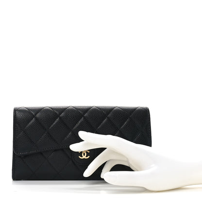 Chanel Caviar Quilted Large Gusset Flap Wallet Black 2 of 7