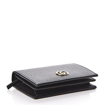 Gucci Pebbled Calfskin GG Marmont Card Case Black 4 of 8