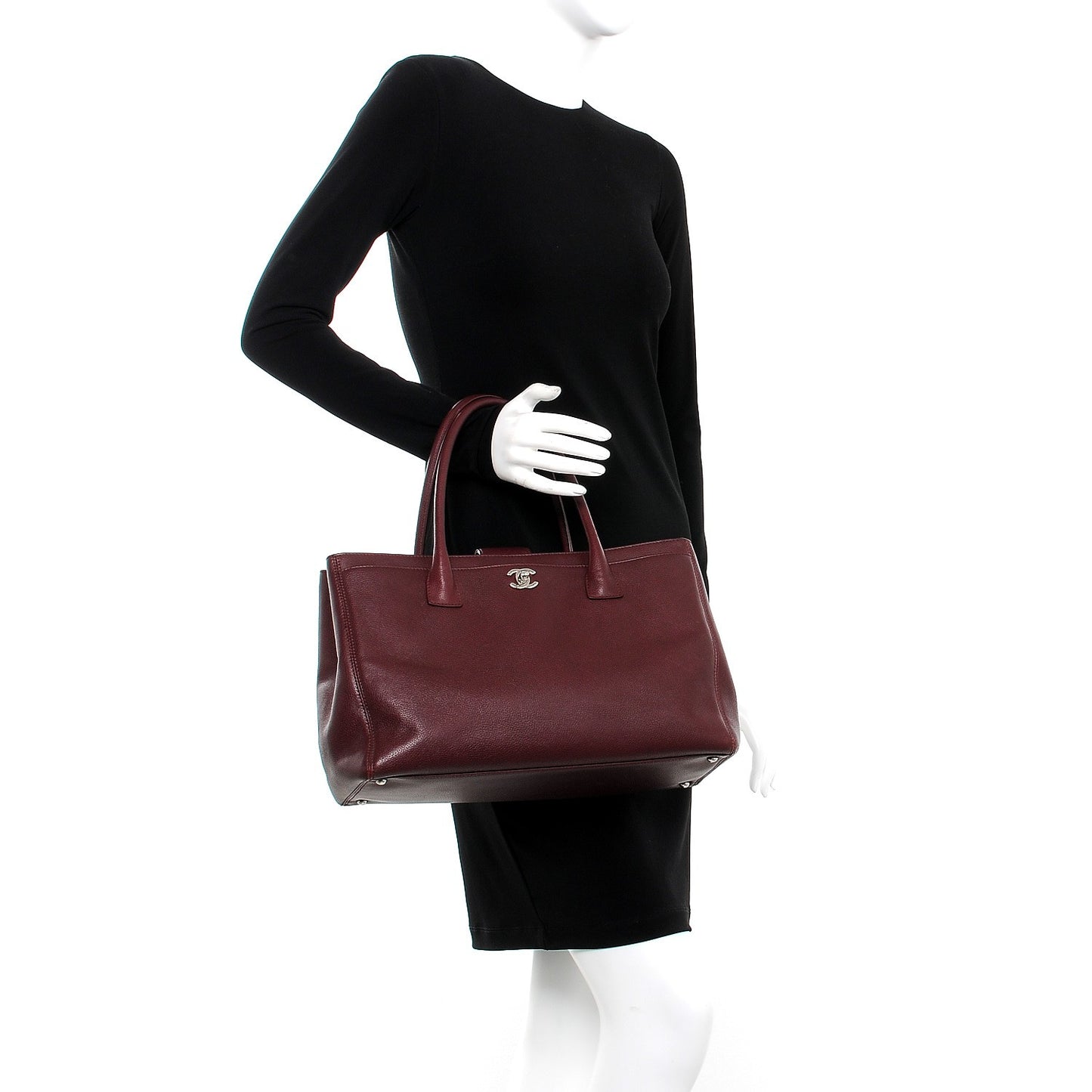 Calfskin Cerf Executive Shopper Tote Burgundy