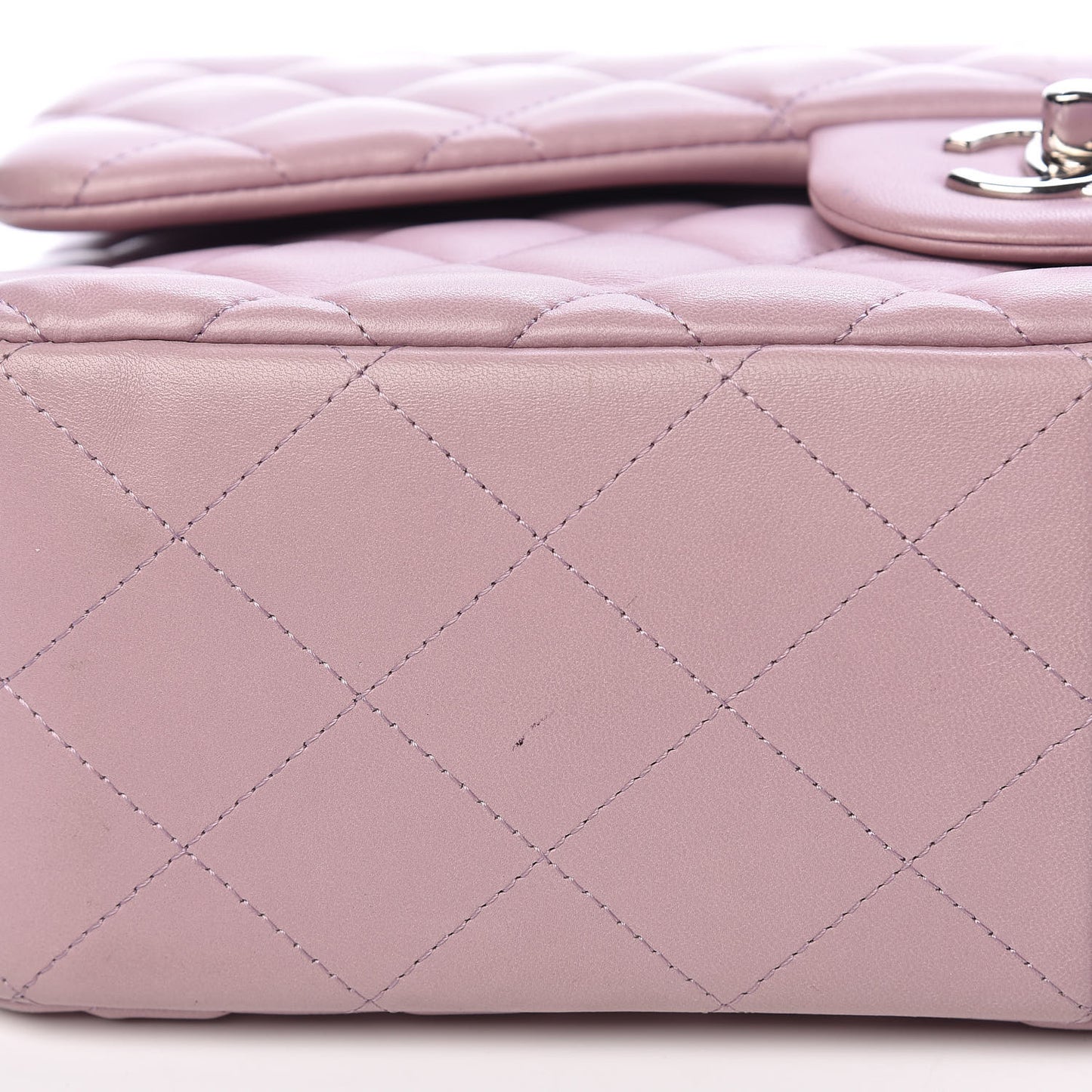Lambskin Quilted Jumbo Double Flap Light Purple