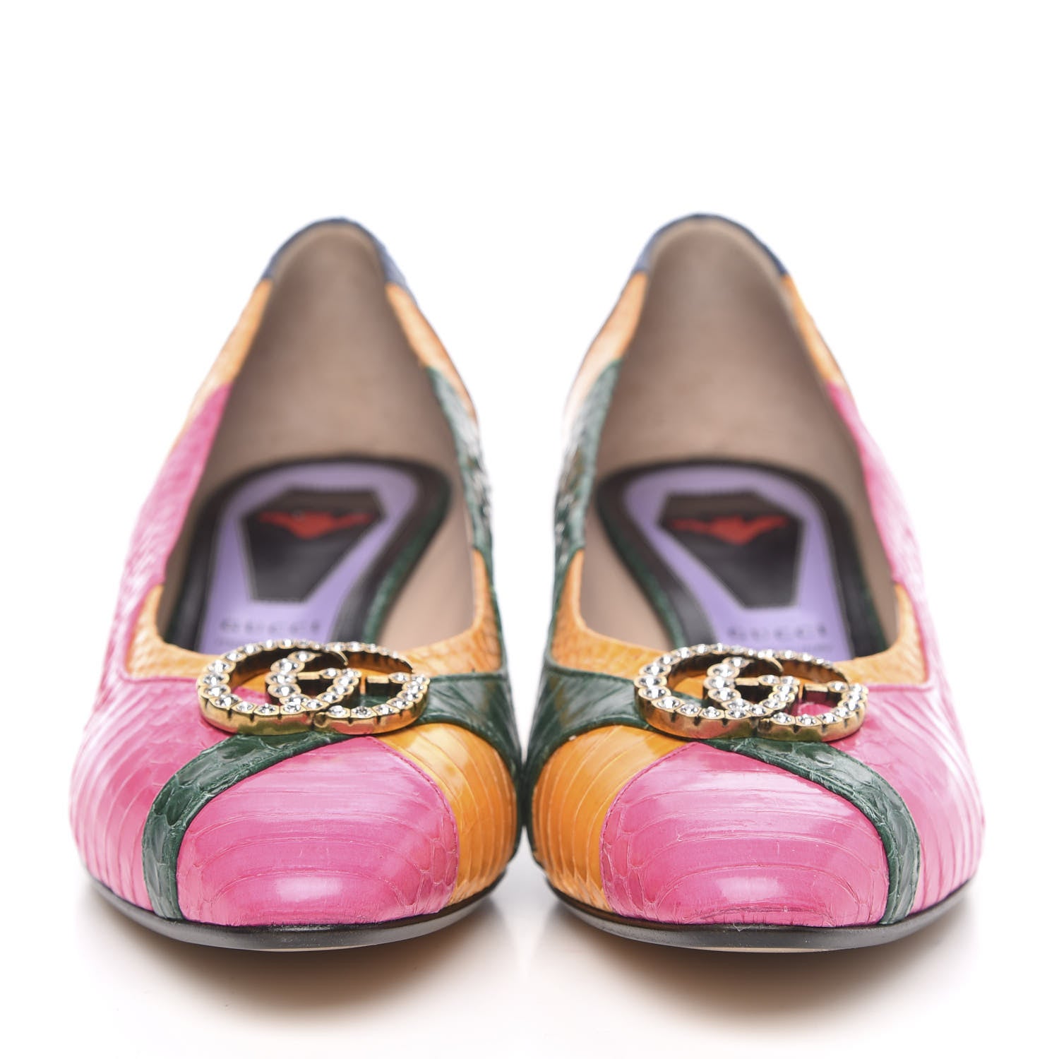 Gucci Snakeskin Crystal Double G Pumps 39 Multicolor 2 of 9