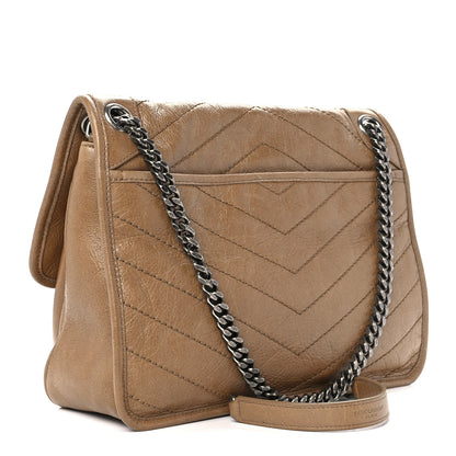 Saint Laurent Crinkled Calfskin Matelasse Monogram Medium Niki Chain Satchel Caramel 3 of 13