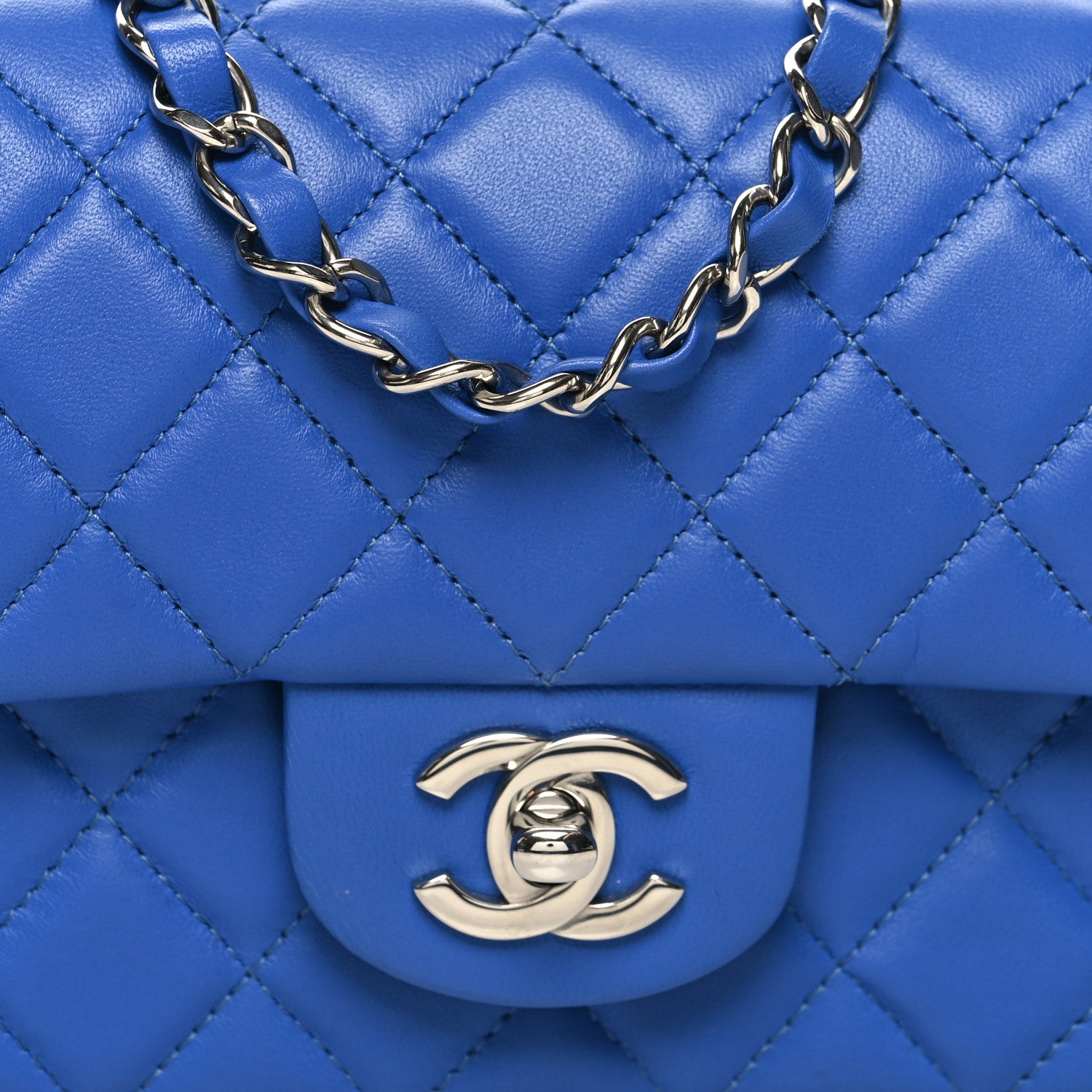 Chanel Lambskin Quilted Mini Rectangular Flap Blue 8 of 11