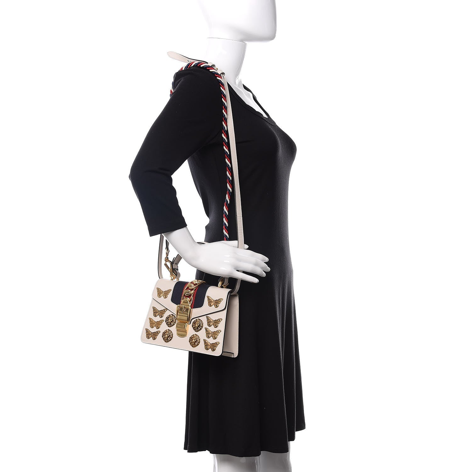 Gucci Calfskin Animal Studs Mini Sylvie Top Handle Bag White 2 of 10